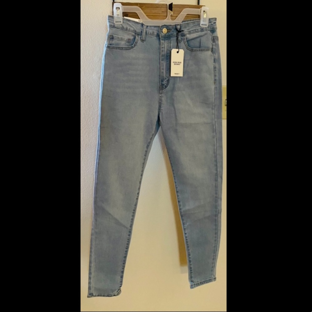 Forever 21 High Rise Skinny Jeans - Light Blue